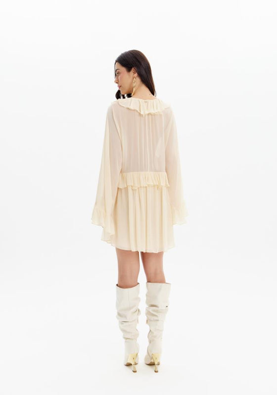 Vestido Mini com Folhos LANÇA PERFUME