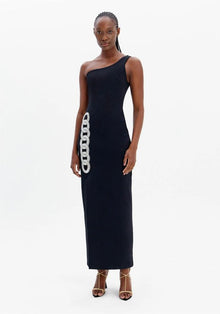  Vestido Midi Ombro Único Strass LANÇA PERFUME