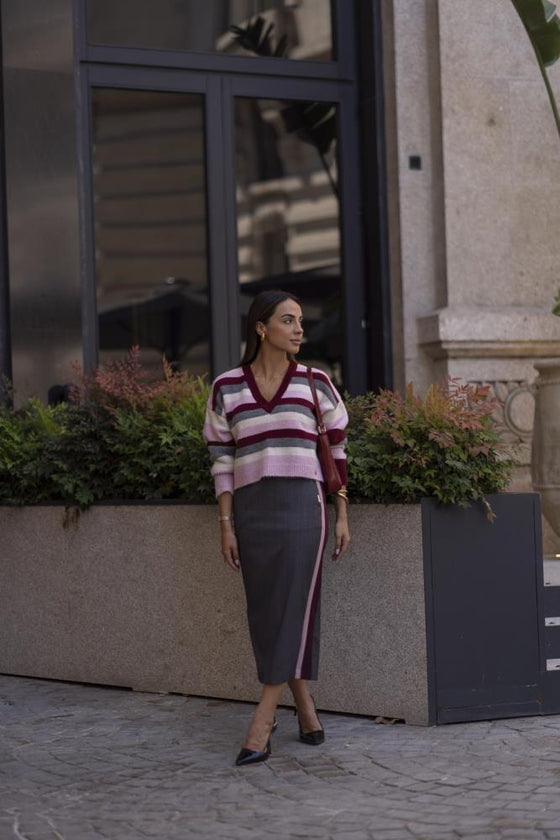 Camisola Cropped Riscas SAHOCO