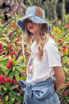 Chapéu Bucket Denim com Patch Monograma BAMBURI