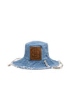 Chapéu Bucket Denim com Patch Monograma BAMBURI