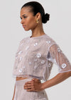 Top Cropped Tule Flor Lantejoulas FRACOMINA