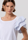 T-Shirt Manga Folhos Riscas FRACOMINA