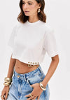 T-shirt Crop c/ Letras Metal LANÇA PERFUME