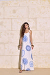 Vestido Longo Estampado Decote V LANÇA PERFUME