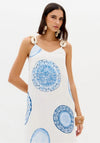 Vestido Longo Estampado Decote V LANÇA PERFUME