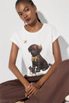 T-shirt Dog Aplicações Strass BSB