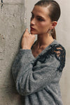 Cardigan Malha Detalhes Renda BSB
