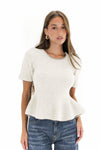 Camisola Manga Curta Folho e Strass BSB