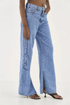 Calça Jeans Juliette Wide Leg Bordado COLCCI