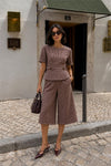 Blusa com Folho Pied-de-Poule FRACOMINA