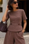 Blusa com Folho Pied-de-Poule FRACOMINA