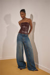 Calça Jeans Pantalona Botões LANÇA PERFUME