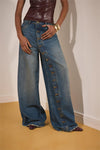 Calça Jeans Pantalona Botões LANÇA PERFUME
