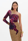 Vestido Midi Estampado Ombro Único LANÇA PERFUME