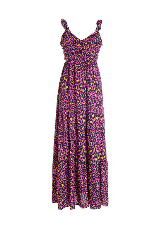 LONG DRESS WITH MULTICOLOR ANIMALIER PATTERN FRACOMINA