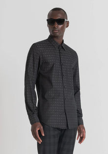  "NAPOLI" SLIM-FIT SHIRT IN SOFT-TOUCH JACQUARD COTTON WITH GEOMETRIC PATTERN ANTONY MORATO